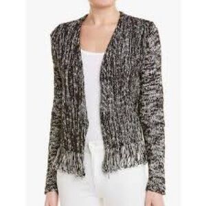 NIC+ZOE Black and White Fringe Cardigan